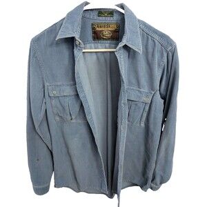 Sutter Creek Corduroy Shirt M Blue Long Sleeve 100% Cotton